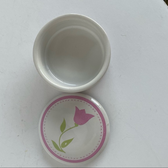 Vintage Trinket Box 1987 FTDA Ceramic Tulip Design Pink Easter EUC - Picture 6 of 13